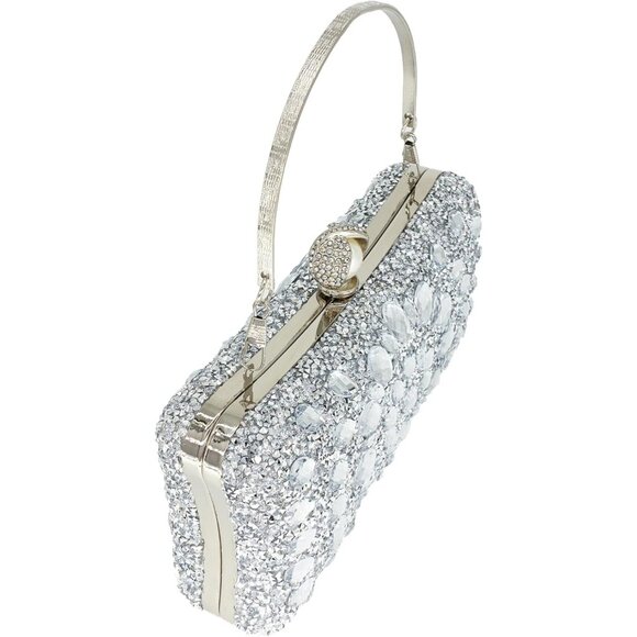Rhinestone Clutch Purses for Women Evening Wedding Bag with Round Pearl Clasp - Picture 2 of 7